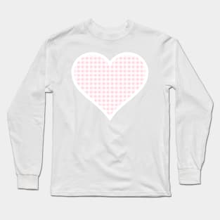 Millennial Pink and White Gingham Heart Long Sleeve T-Shirt